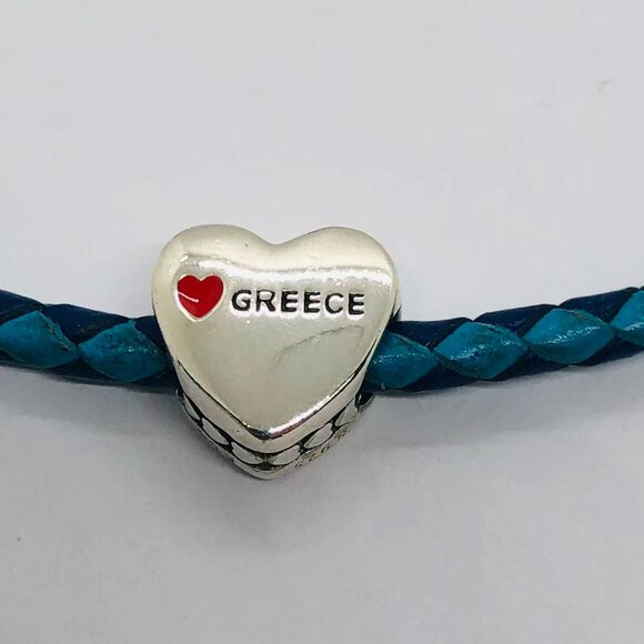 ✨✨Pandora Greece Country Greek Flag Exclusive Heart Charm - Picture 2 of 3